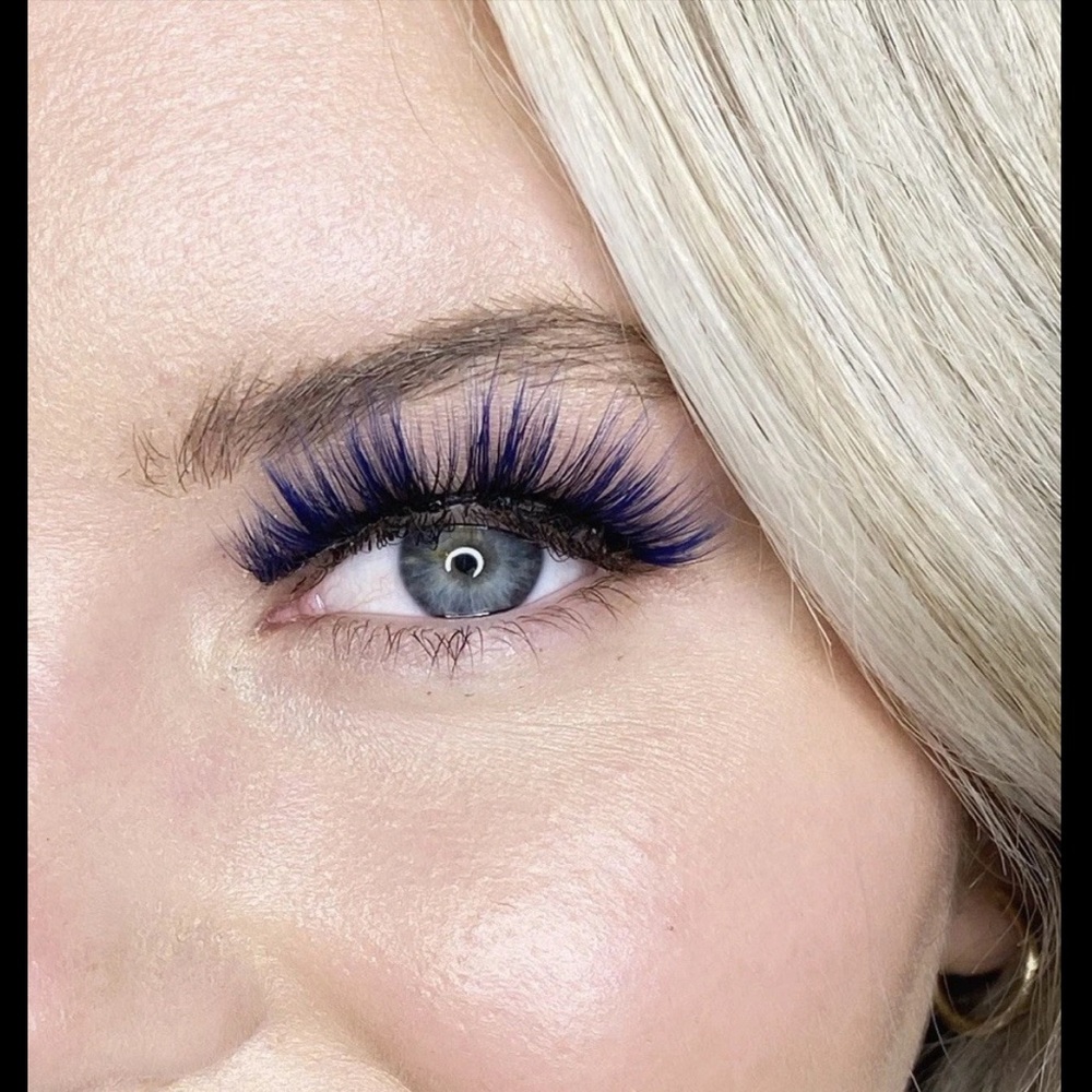Deep Blue & Black False Eyelash 3D Faux Mink Strip Lash The Julie Collection